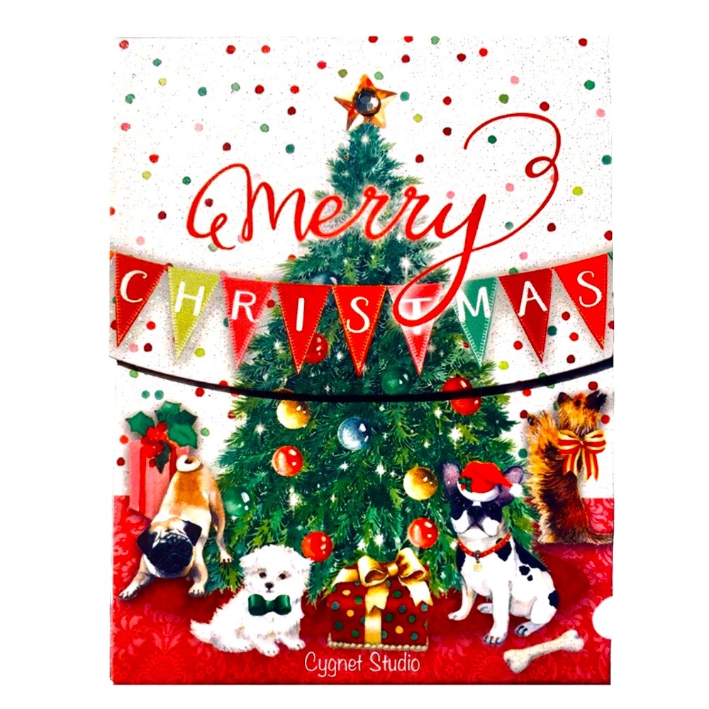 Molly & Rex Christmas Puppy Party Gem & Glitter Embellished Mini Pocket Notepad